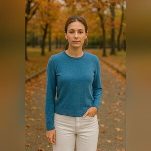 TAHARI PURE LUXE Blue Teal Sweater L (M)